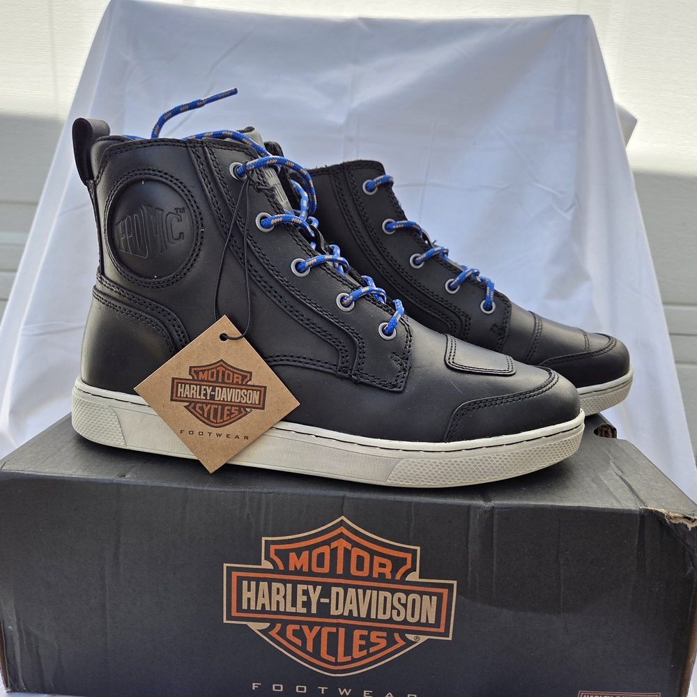 Harley-Davidson Womens Bateman Ankle Pro Riding Sneaker Black Leather Sz 9.5